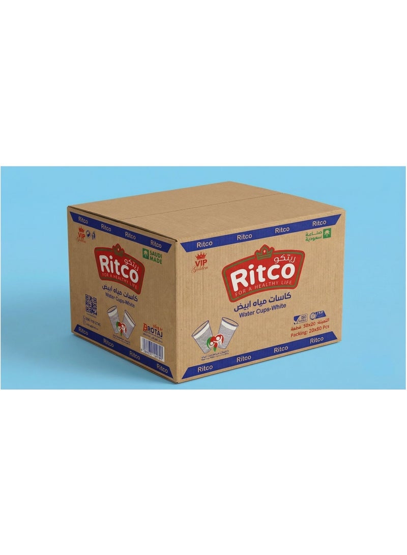Ritco Carton Of Water Plastic Cup White (1000 Cups/Carton) - Image 3